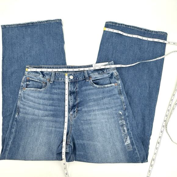 American Eagle Dreamy Drape Stretch Super High-Waisted Baggy Wide-Leg Jeans 12L - Picture 8 of 11